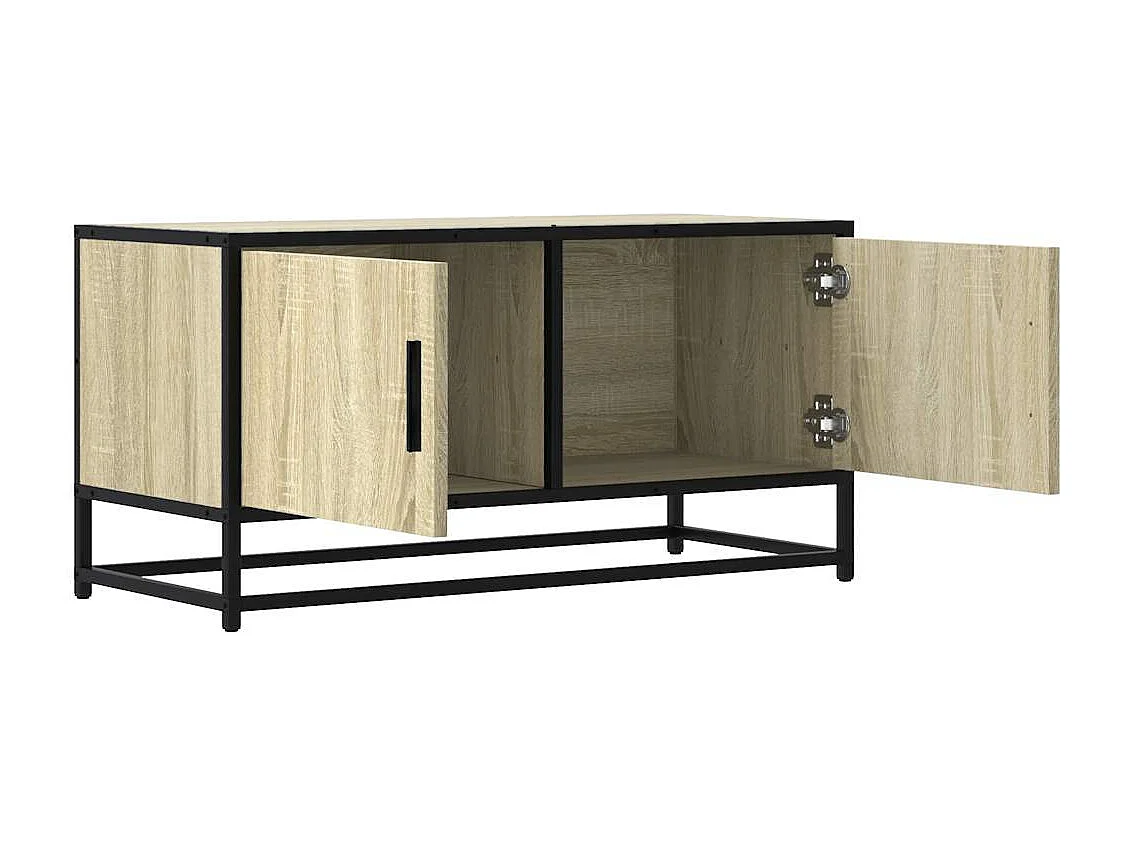 Mobile TV in rovere Sonoma 80x34,5x40 cm in legno ingegnerizzato e metallo