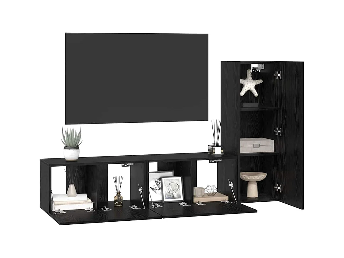 Ensemble meuble TV 3 pcs Chêne noir 160 x 30 x 30 cm