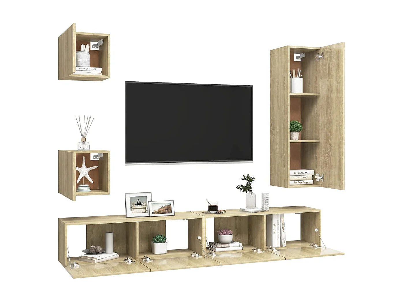 Set di mobili TV da 5 pezzi in legno ingegnerizzato Sonoma Oak