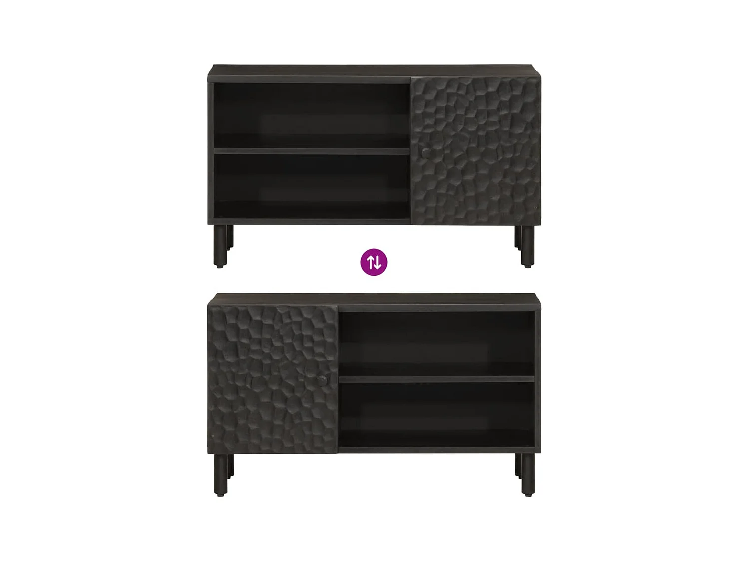 Mobile TV nero 80x31x46 cm in legno massello di mango