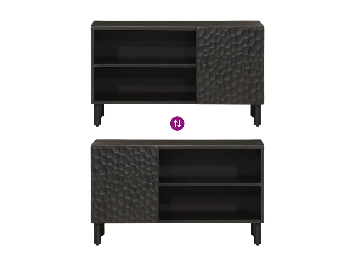 Mobile TV nero 80x31x46 cm in legno massello di mango