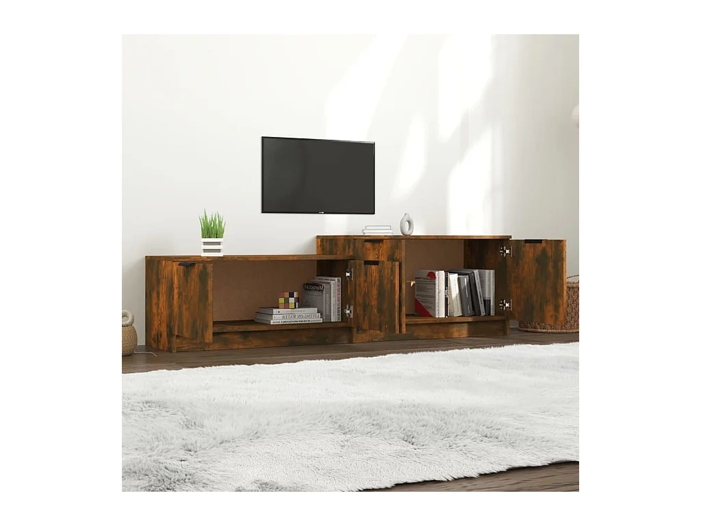 Mobile TV in rovere affumicato 158,5x36x45 cm in legno ingegnerizzato