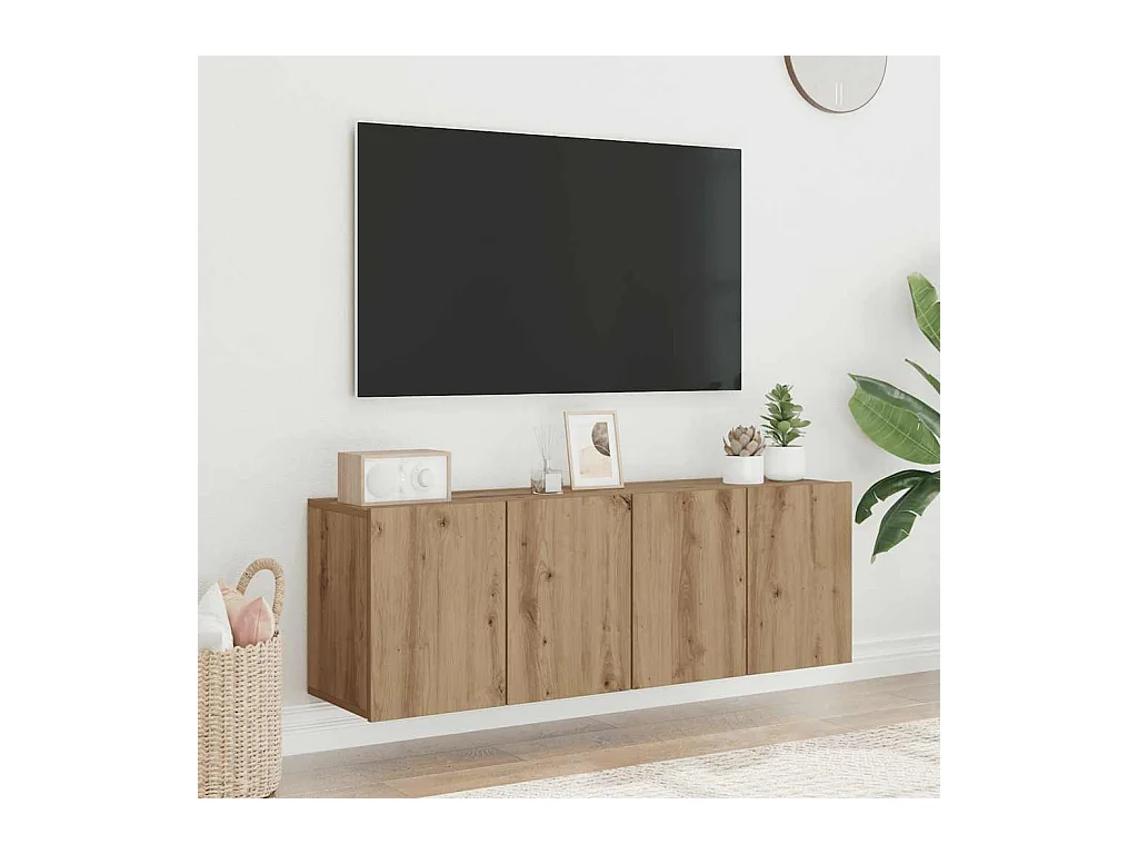 2-delige wand-tv-meubels, handgemaakt eikenhout, 60x30x41 cm