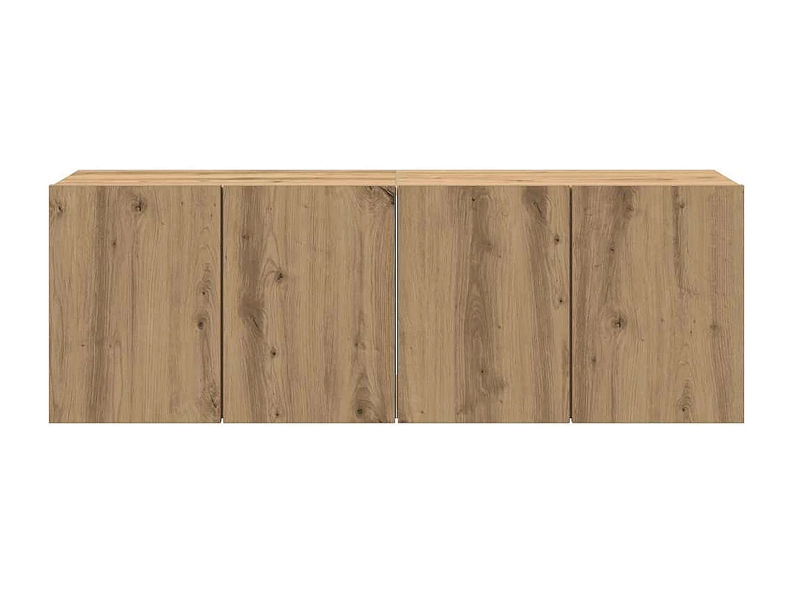 2-delige wand-tv-meubels, handgemaakt eikenhout, 60x30x41 cm