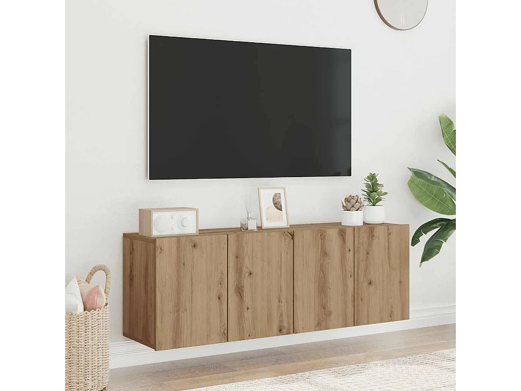 Mobili TV da parete 2 pezzi, rovere artigianale, 60x30x41 cm