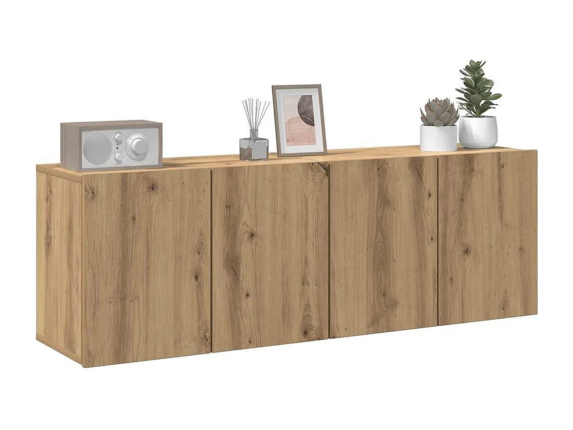 Mobili TV da parete 2 pezzi, rovere artigianale, 60x30x41 cm