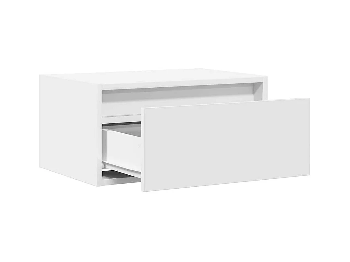 Comodini da parete con luci LED 2 pezzi bianchi