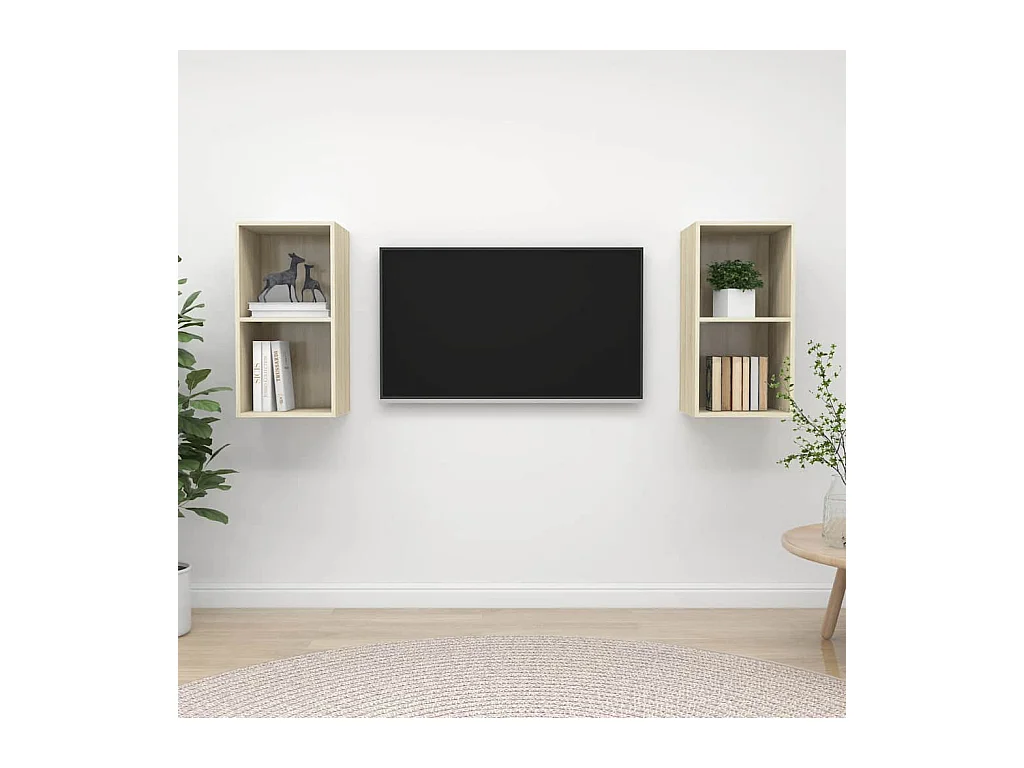 Mobili TV da parete in 2 pezzi Sonoma Oak Legno ingegnerizzato