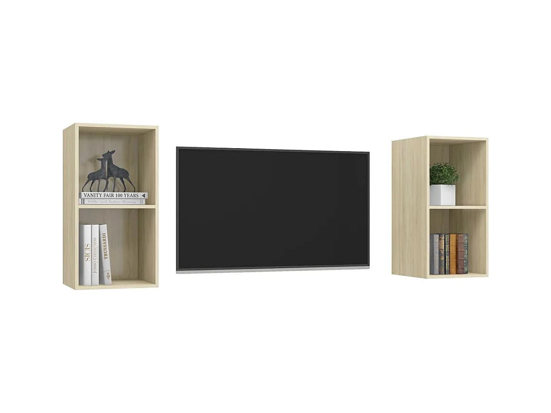 Mobili TV da parete in 2 pezzi Sonoma Oak Legno ingegnerizzato