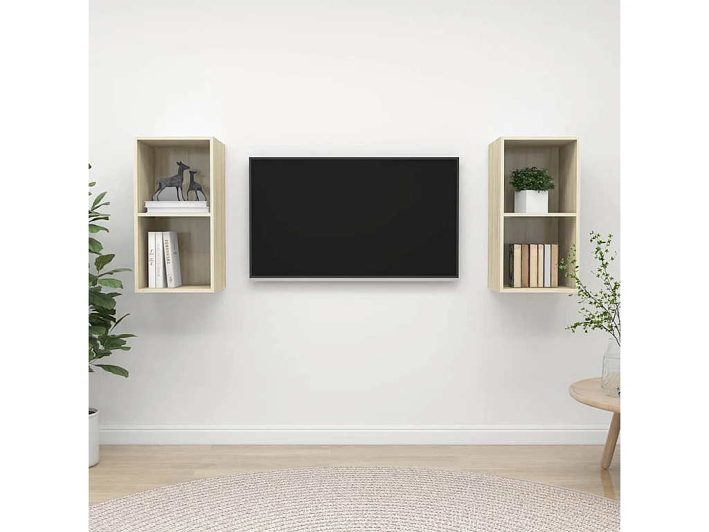 Meubles TV muraux 2 pcs Chêne sonoma Bois d'ingénierie