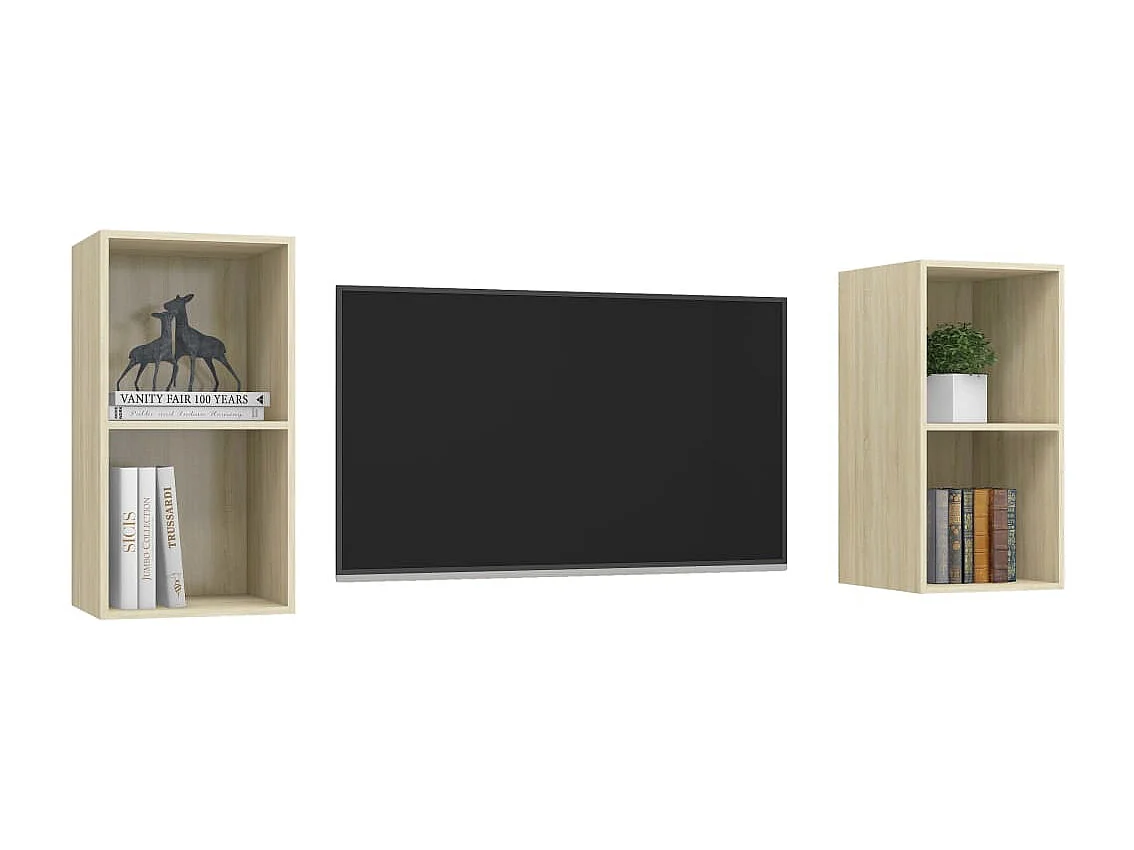 Meubles TV muraux 2 pcs Chêne sonoma Bois d'ingénierie