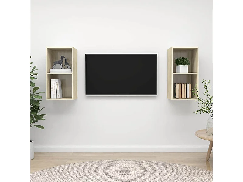 Mobili TV da parete in 2 pezzi Sonoma Oak Legno ingegnerizzato