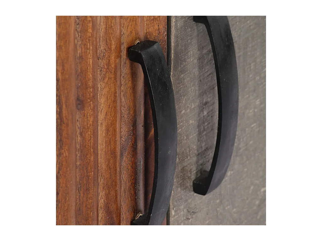 Mobile TV grigio 130x30x46 cm Legno massello di mango grezzo