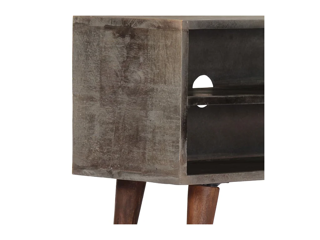 Mobile TV grigio 130x30x46 cm Legno massello di mango grezzo