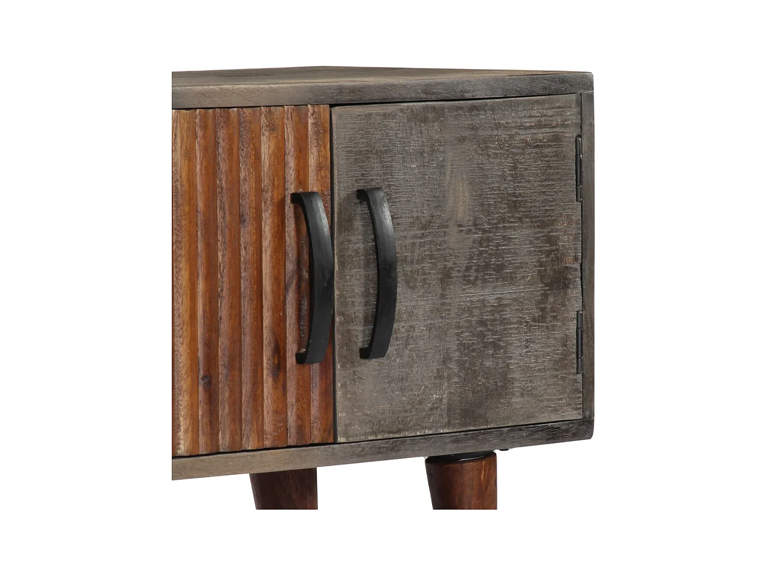 Mobile TV grigio 130x30x46 cm Legno massello di mango grezzo