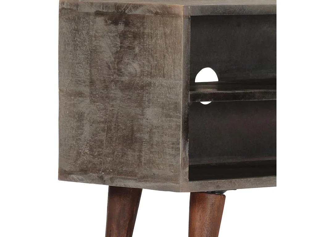 Mobile TV grigio 130x30x46 cm Legno massello di mango grezzo