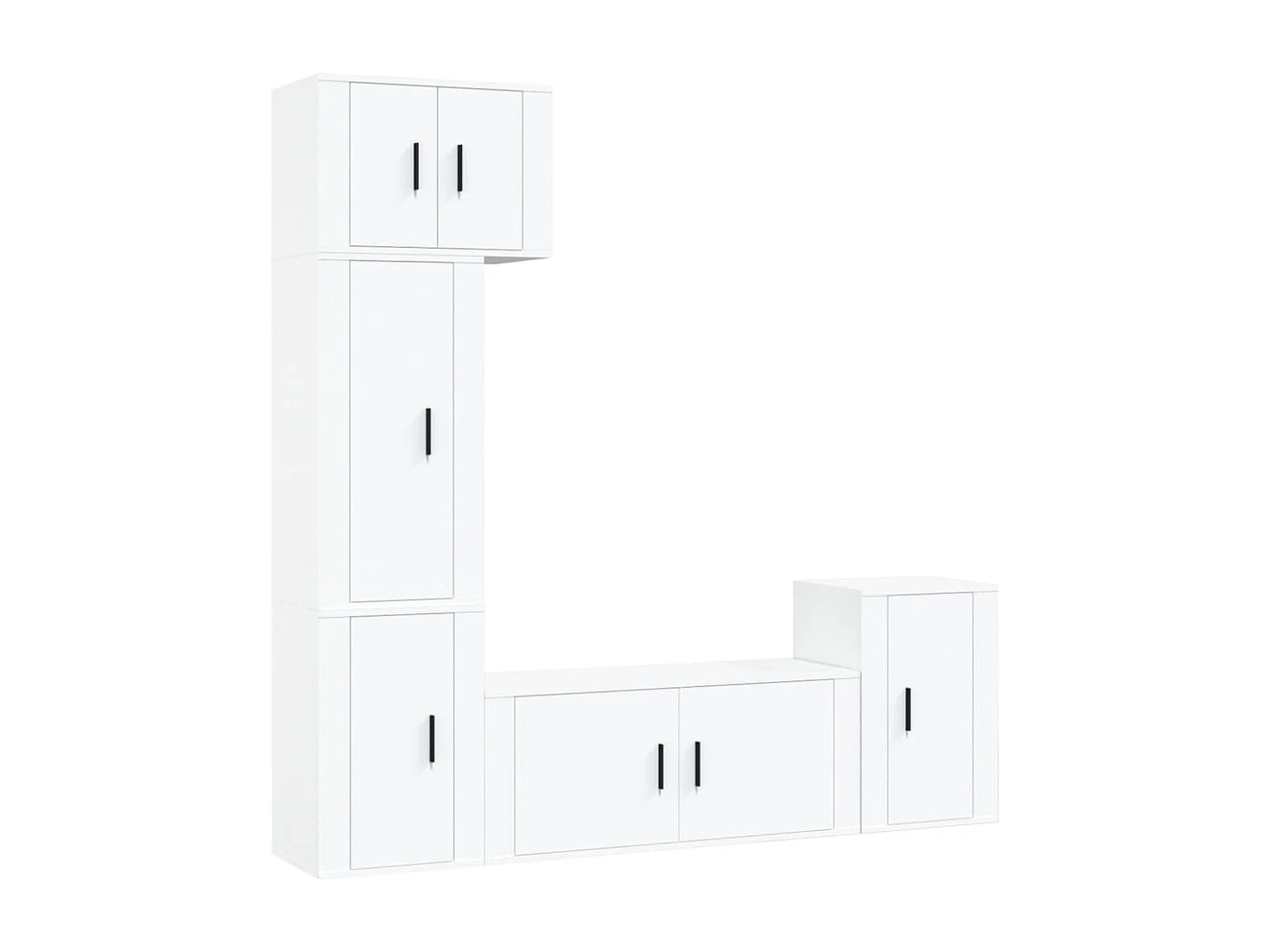 Ensemble de meubles TV 5 pcs Blanc Bois d'ingénierie