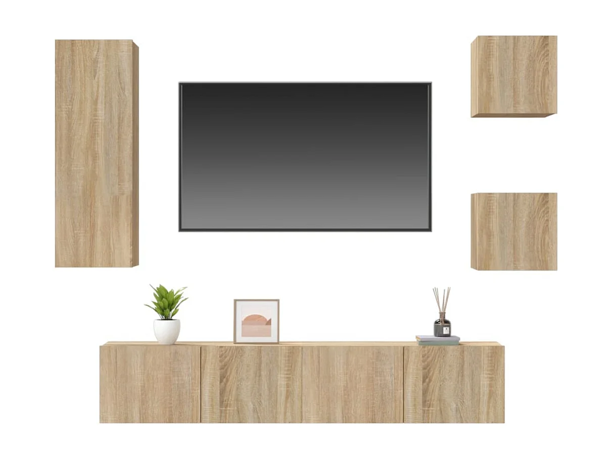 Ensemble de meubles TV 5 pcs Chêne sonoma Bois d'ingénierie