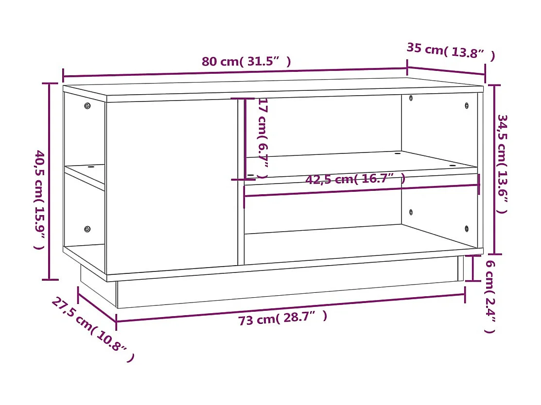 Honingbruine tv-kast 80x35x40,5 cm massief grenenhout