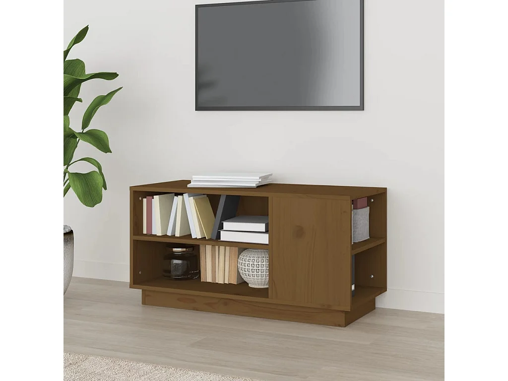 Mobile TV color miele 80x35x40,5 cm in legno massello di pino