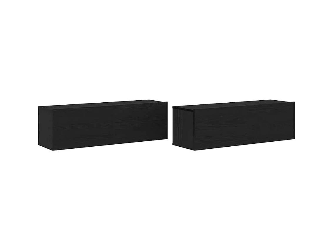 Meuble TV 2 pcs Noir 100 x 30 x 30 cm Bois d'ingénierie