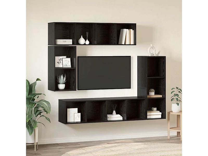 Conjunto de mueble de TV de 4 piezas Roble negro 37 x 37 x 142,5 cm