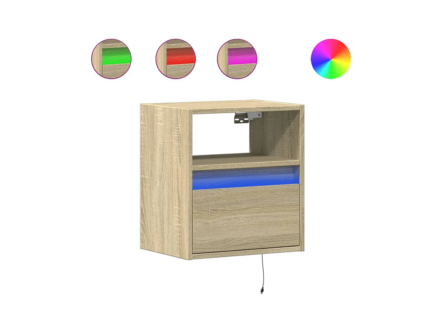 Wandmeubels met ledverlichting, 2 stuks, Sonoma eiken, 41x31x45 cm