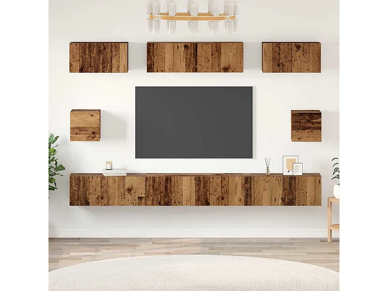 Ensemble de meubles TV 8 pcs Bois ancien Bois d'ingénierie