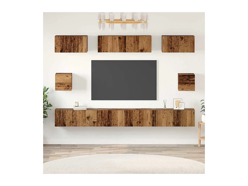 Ensemble de meubles TV 8 pcs Bois ancien Bois d'ingénierie