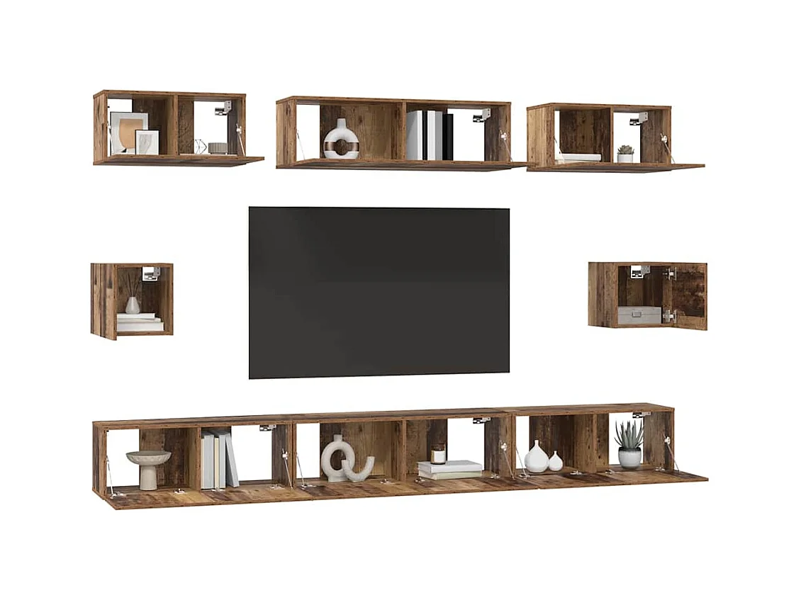 Ensemble de meubles TV 8 pcs Bois ancien Bois d'ingénierie