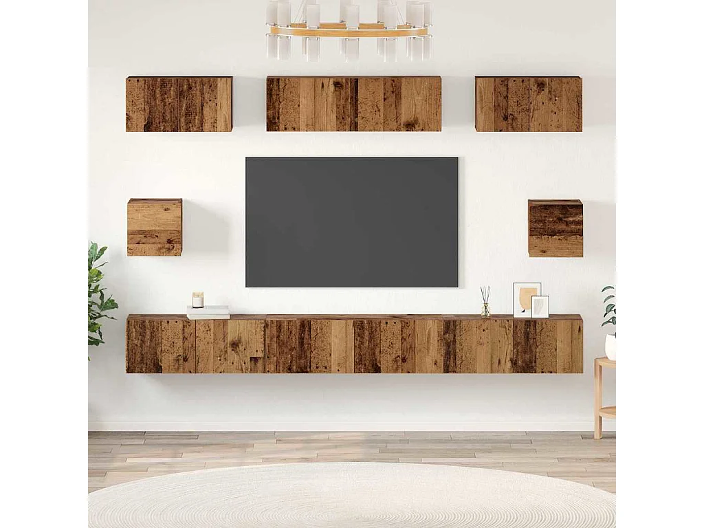 Ensemble de meubles TV 8 pcs Bois ancien Bois d'ingénierie