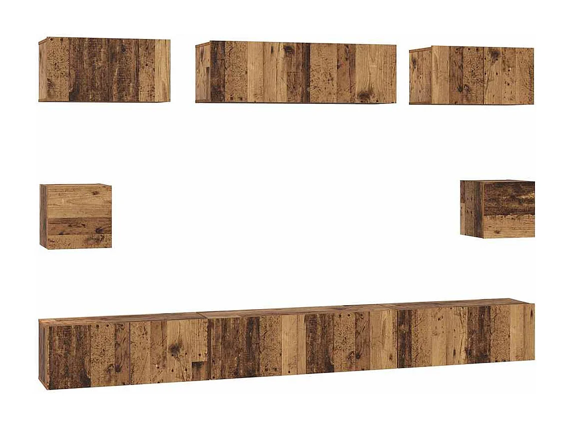 Ensemble de meubles TV 8 pcs Bois ancien Bois d'ingénierie