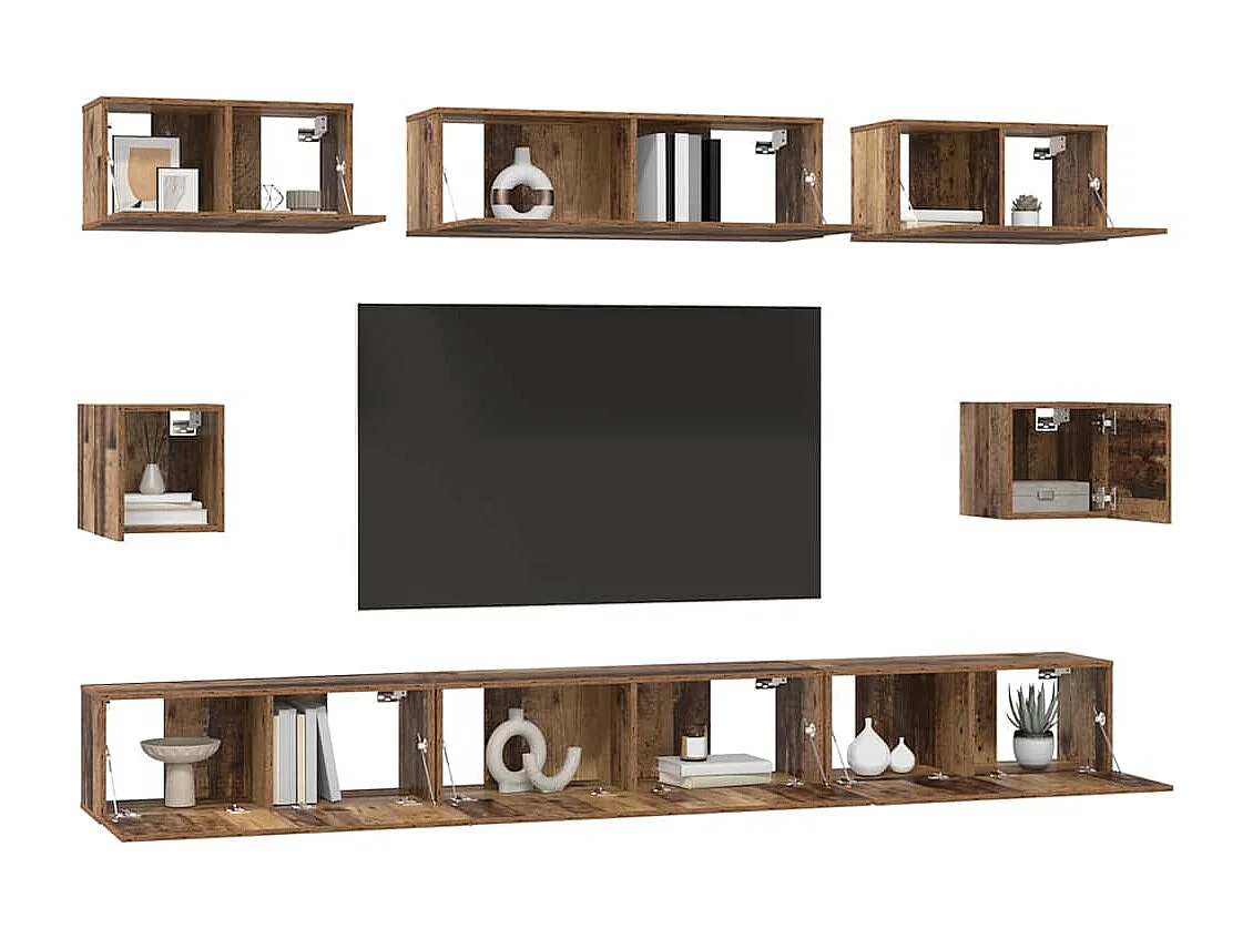 Ensemble de meubles TV 8 pcs Bois ancien Bois d'ingénierie