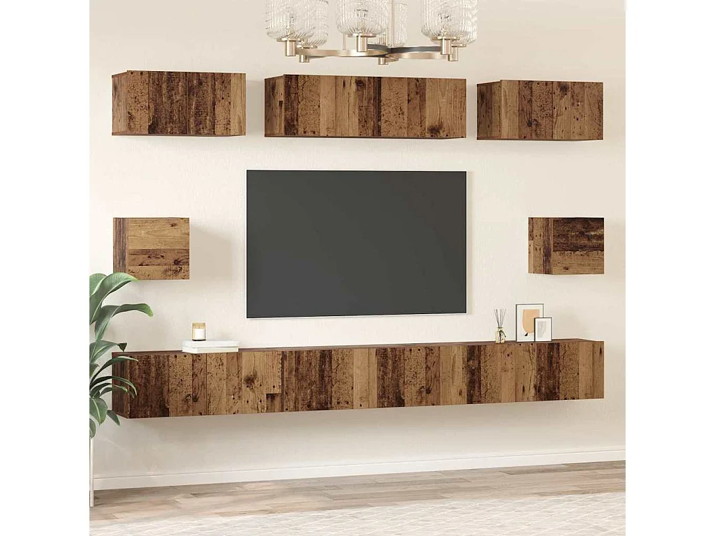 Ensemble de meubles TV 8 pcs Bois ancien Bois d'ingénierie