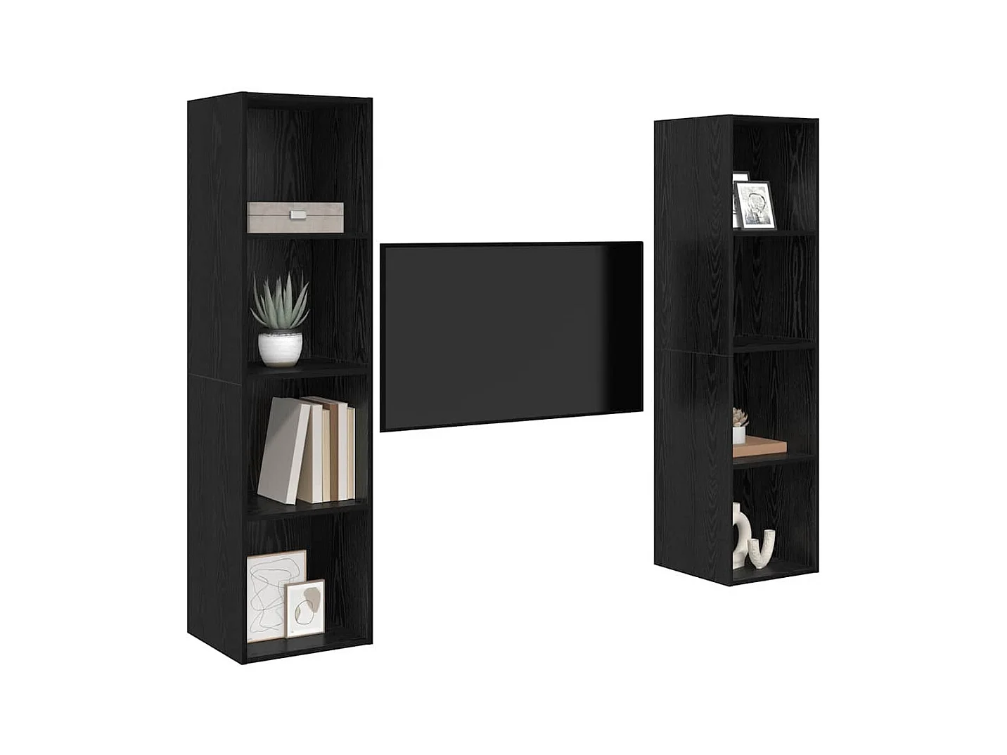 Mobile TV 2 pezzi Nero 37 x 37 x 142,5 cm Legno ingegnerizzato