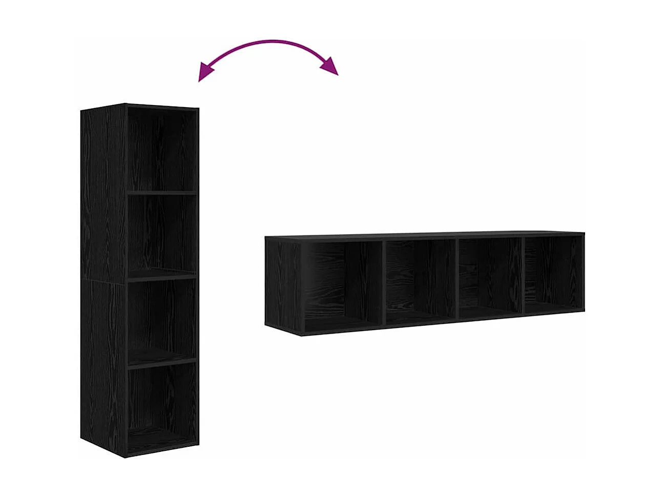 Mobile TV 2 pezzi Nero 37 x 37 x 142,5 cm Legno ingegnerizzato