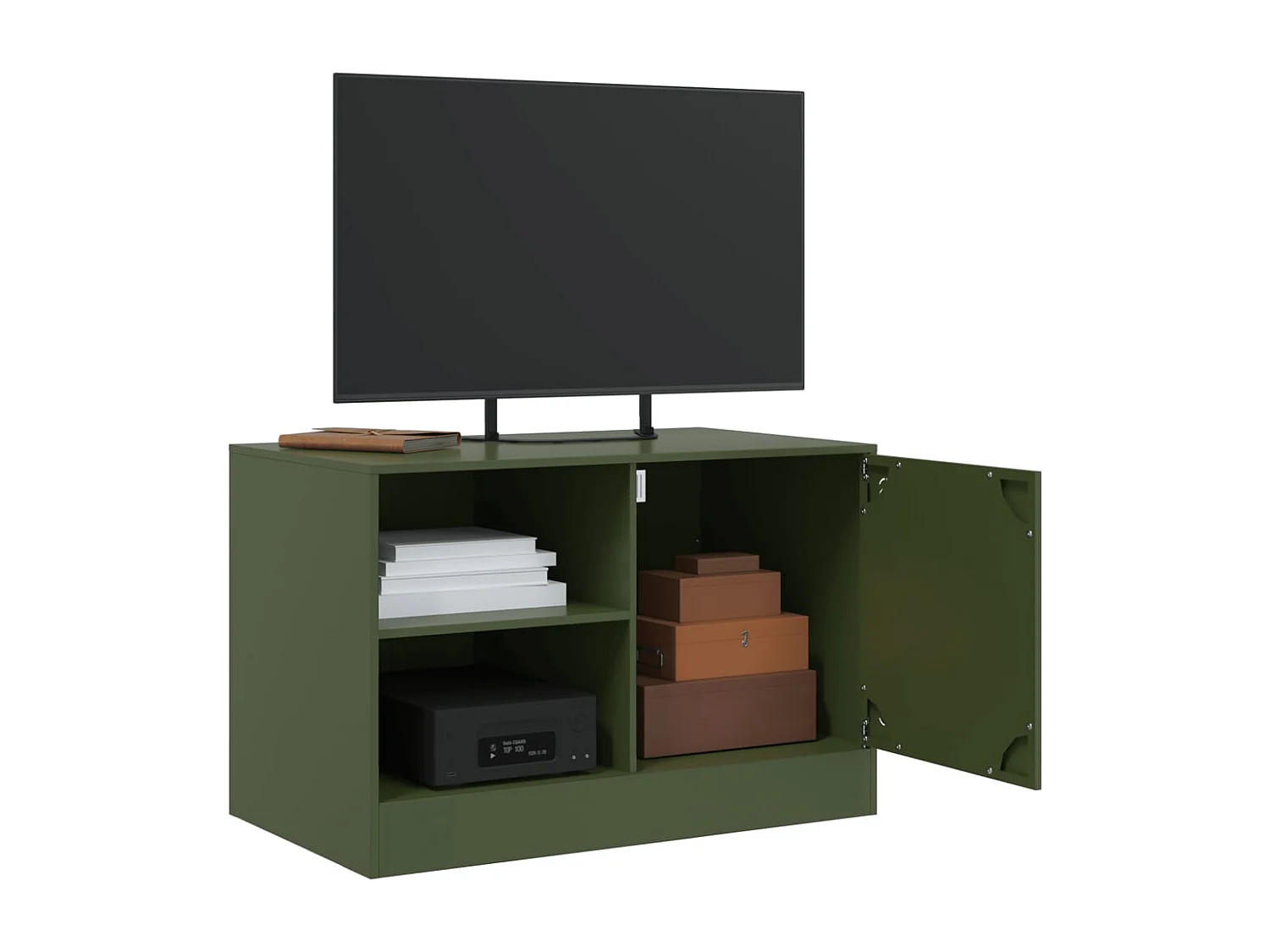 Meubles TV 2 pcs vert olive 67x39x44 cm acier