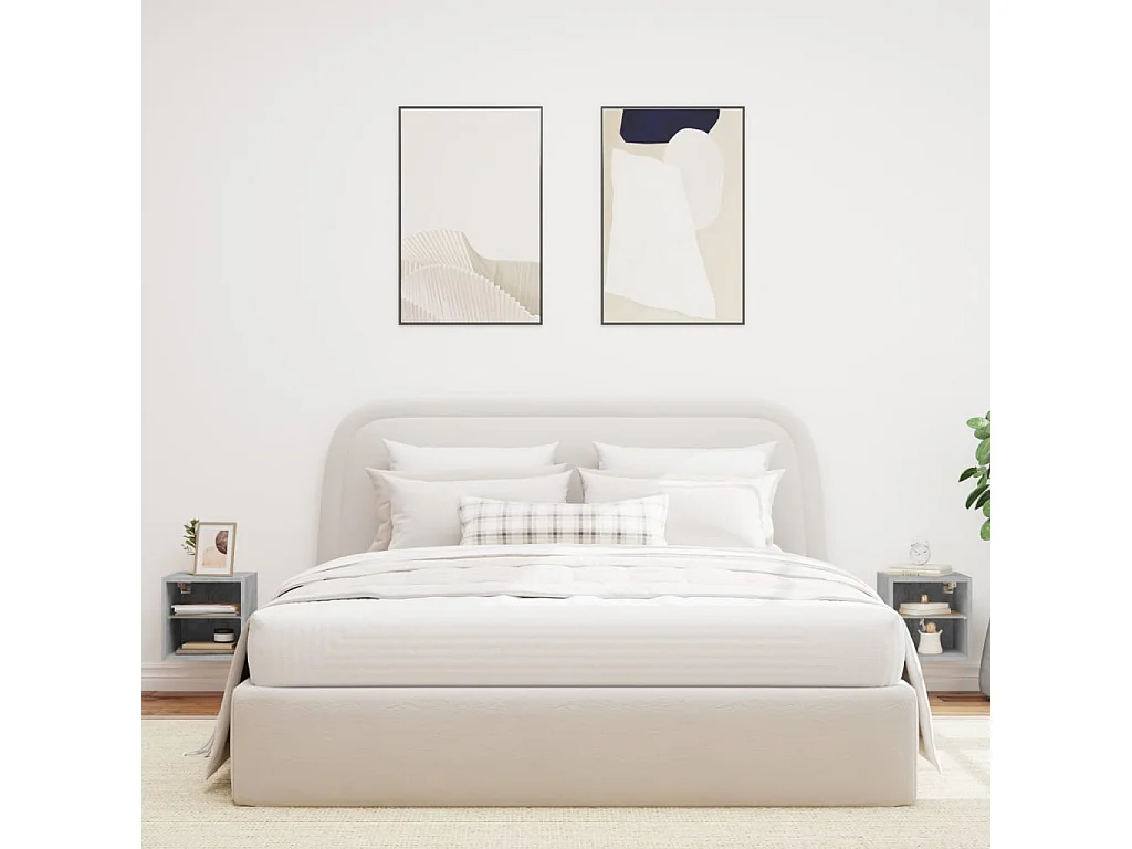 Mobili TV a parete e luci LED 2 pezzi grigio cemento 30x28,5x30 cm