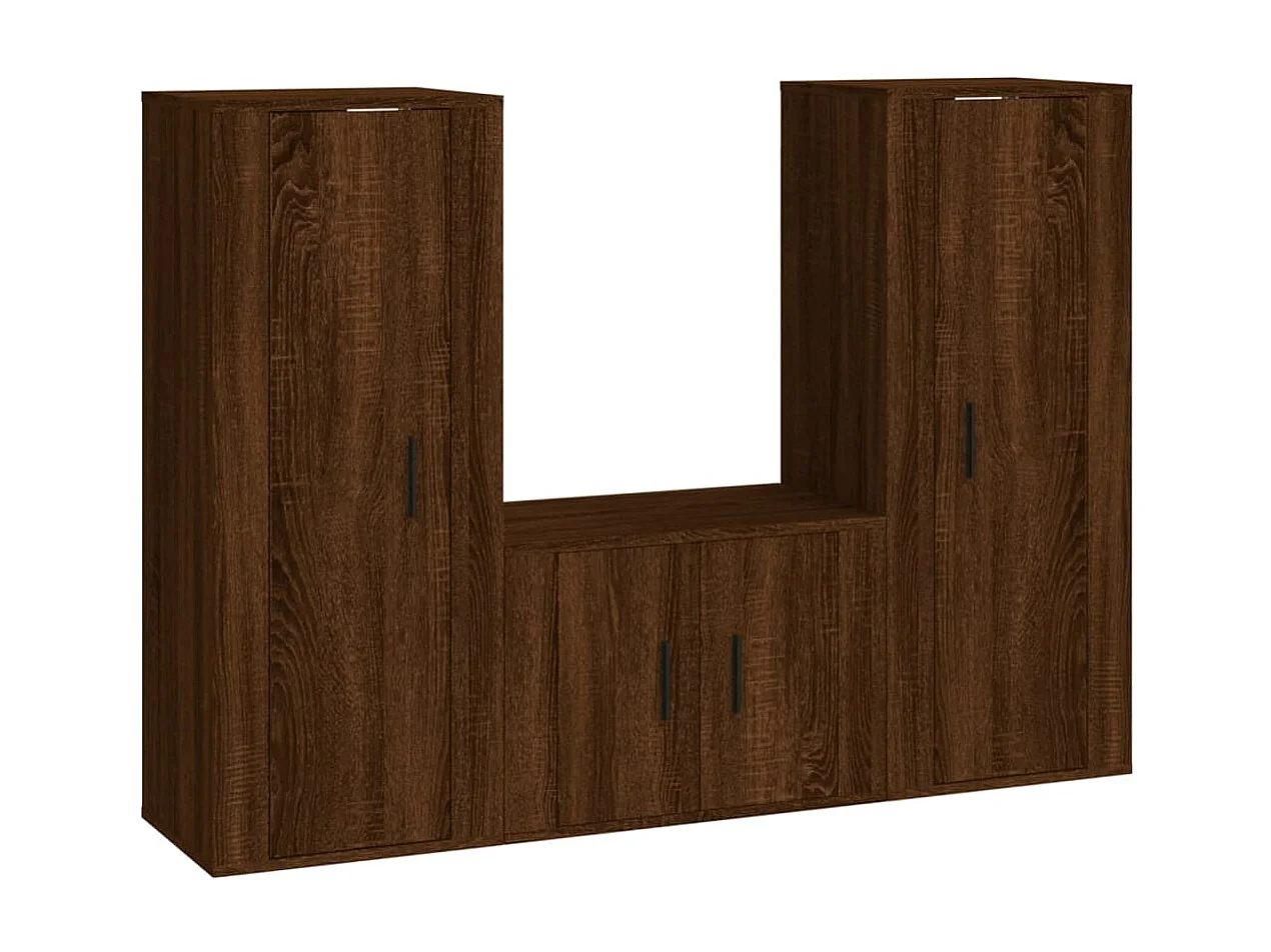 Ensemble de meubles TV 3 pcs Chêne marron Bois d'ingénierie