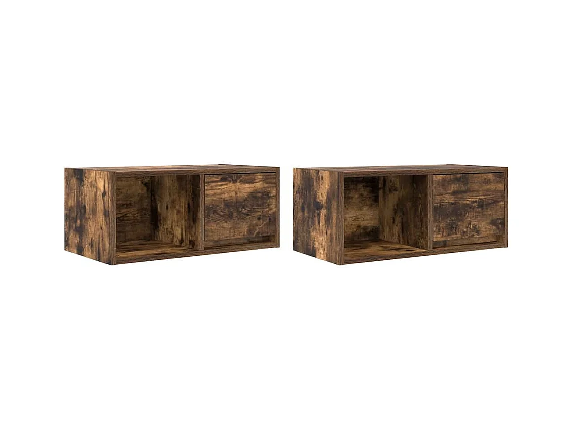Meubles TV 2 pcs chêne fumé 60x31x25,5 cm bois d'ingénierie