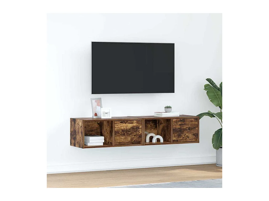 Mobile TV 2 pezzi rovere affumicato 60x31x25,5 cm legno ingegnerizzato
