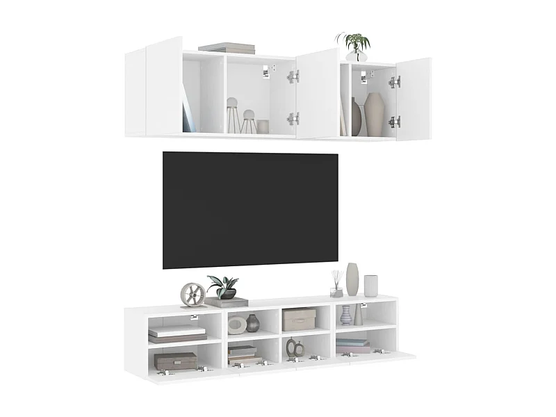 5-delige tv-wandmeubels wit bewerkt hout