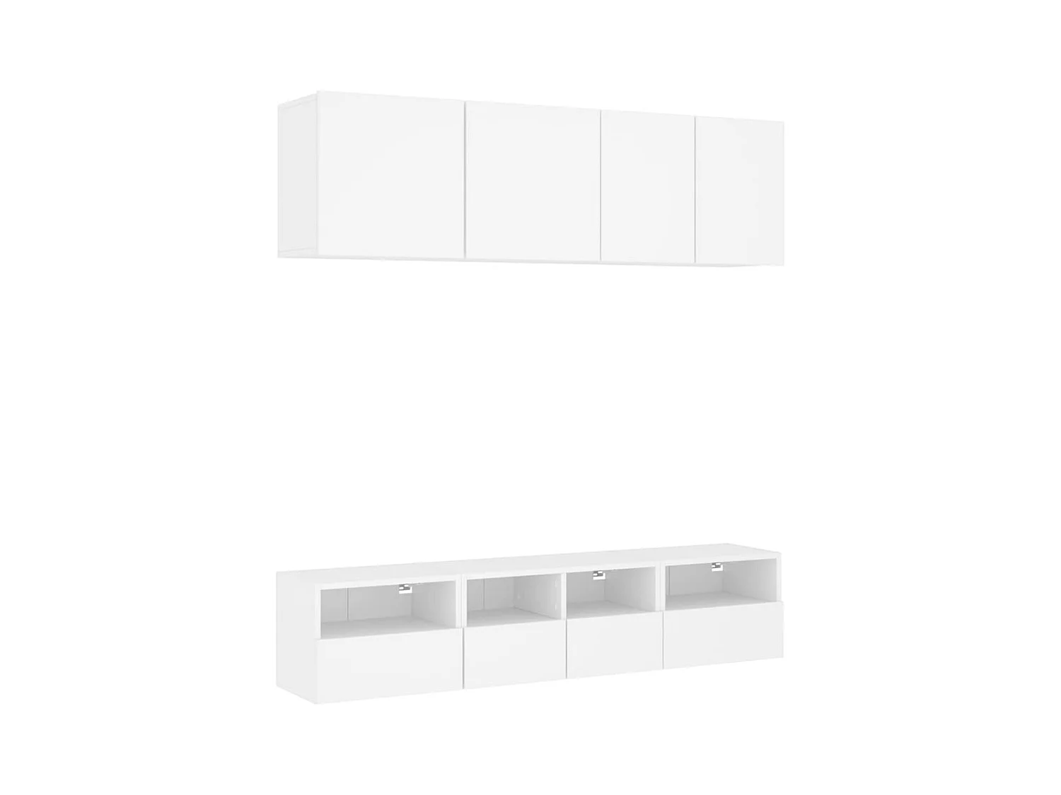 Unités murales TV 5 pcs blanc bois d'ingénierie