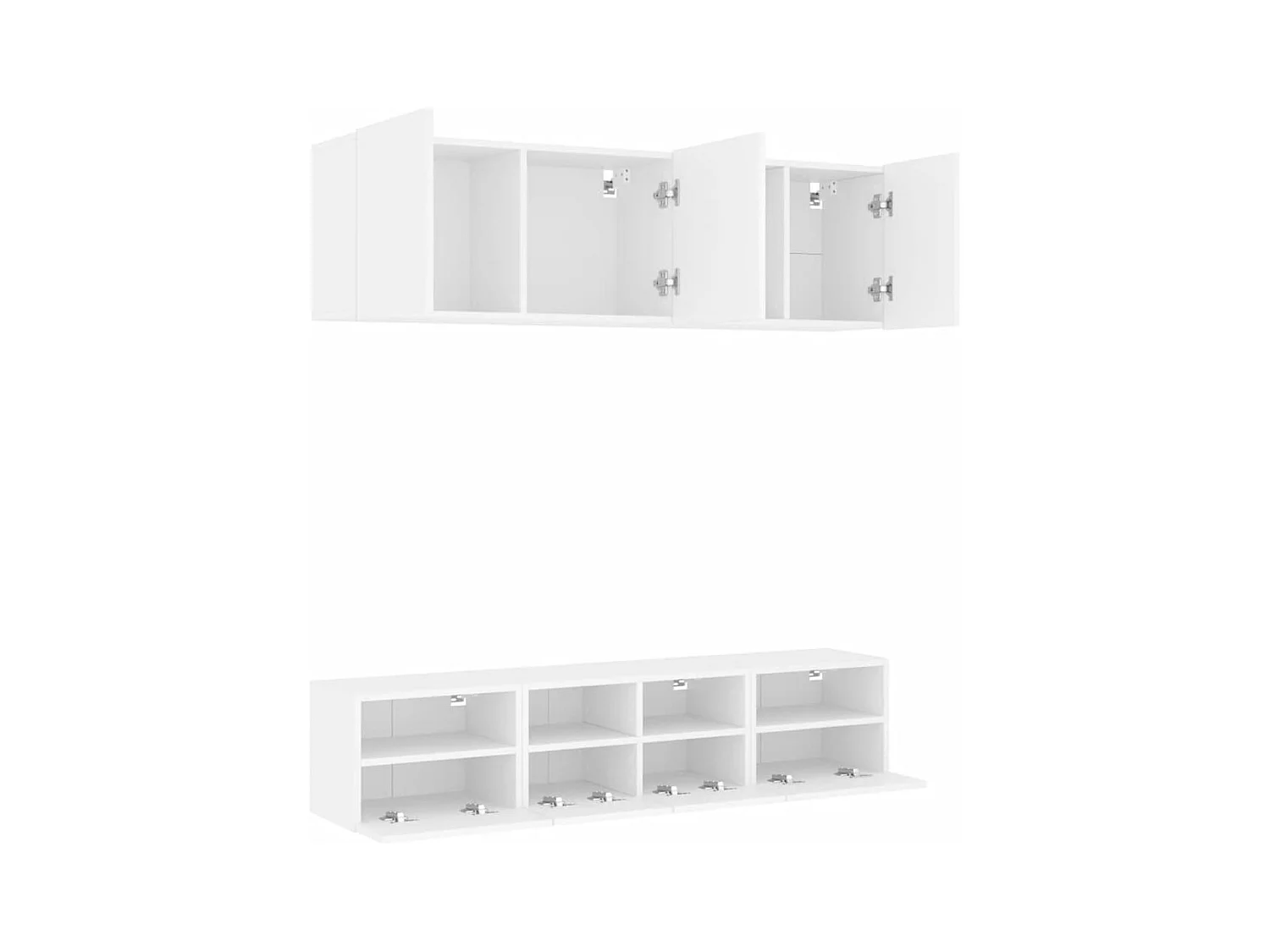 Unités murales TV 5 pcs blanc bois d'ingénierie
