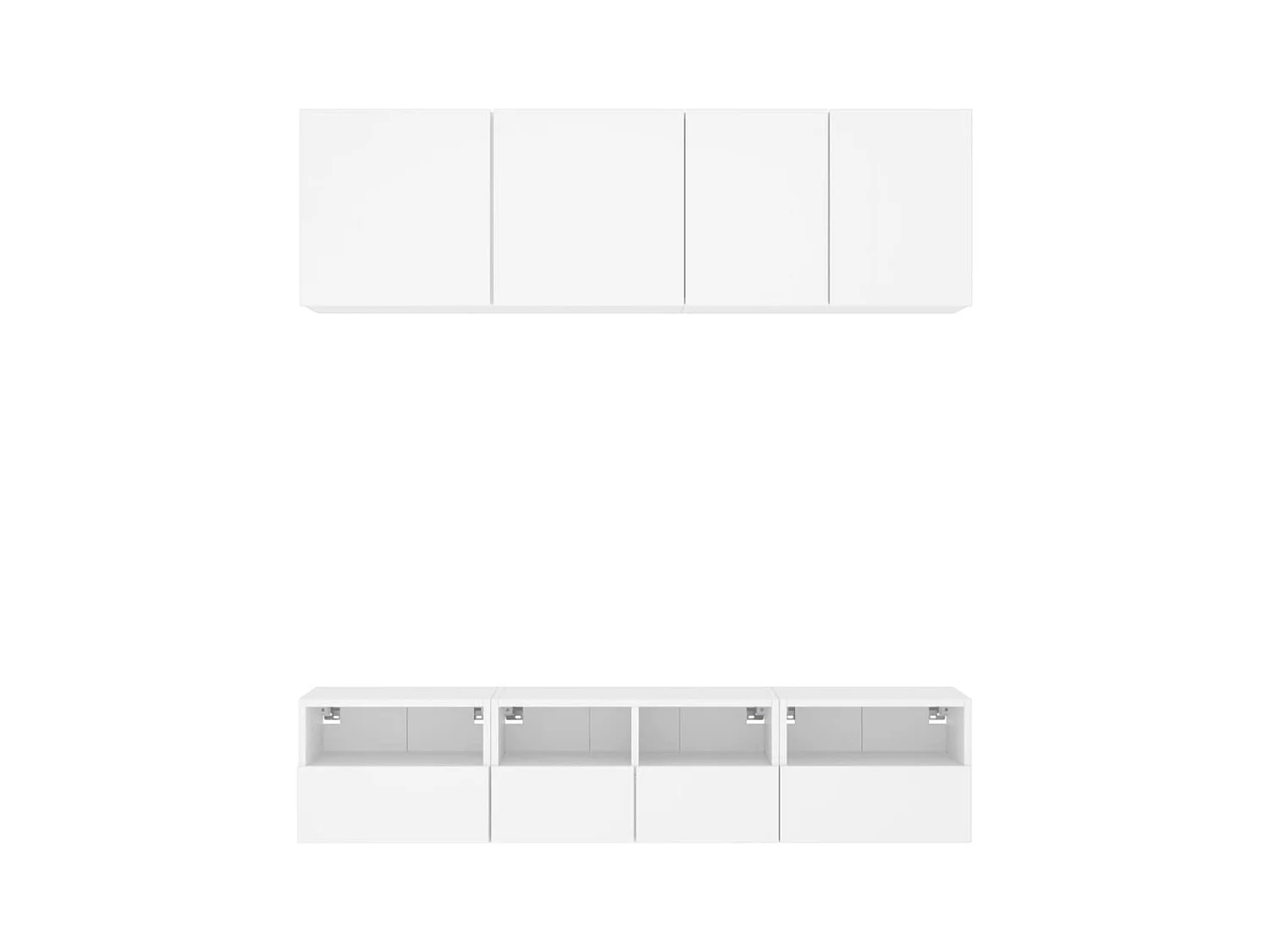 Unités murales TV 5 pcs blanc bois d'ingénierie