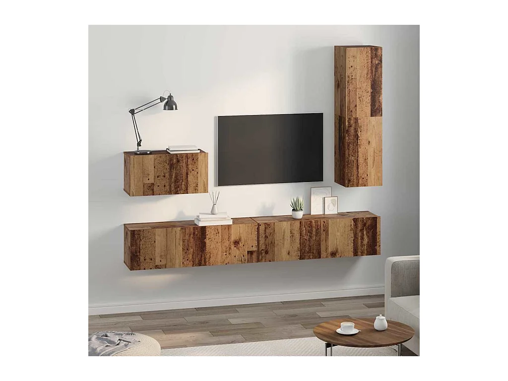 TV-Schrank-Set 4-tlg. Antikholz 200 x 30 x 30 cm