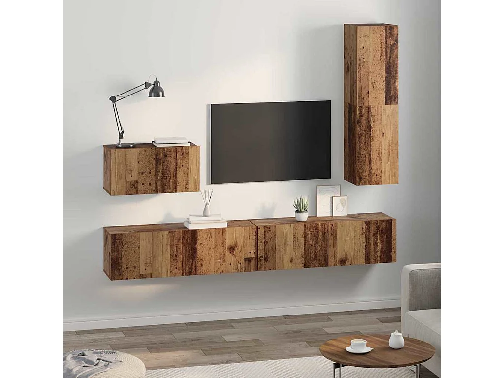 Ensemble de meubles TV 4 pcs Bois ancien 200 x 30 x 30 cm