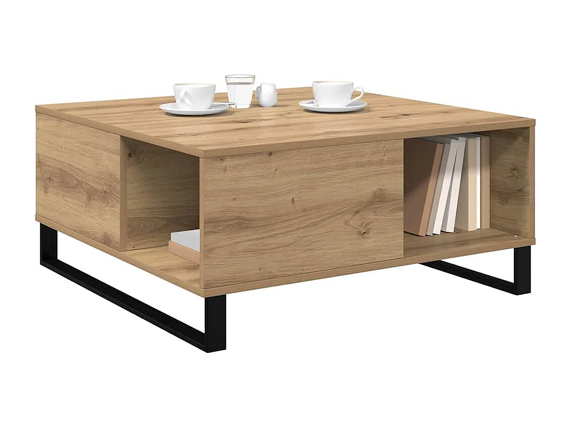 Table basse chêne artisanal 80 x 80 x 36,5 cm Bois d'ingénierie