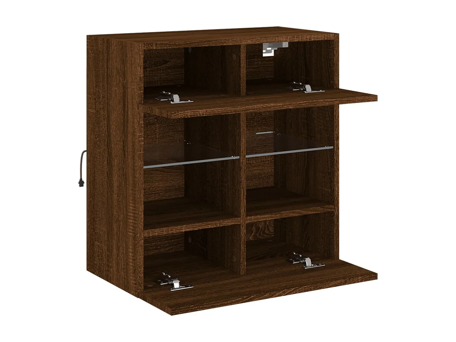 TV-Wandschrank mit LED-Beleuchtung, Eiche braun, 58,5 x 30 x 60,5 cm