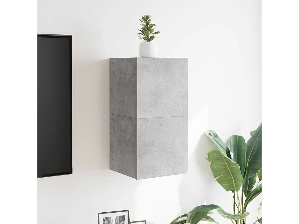 Mueble de TV de pared de 2 piezas, gris hormigón, 30,5x30x30 cm